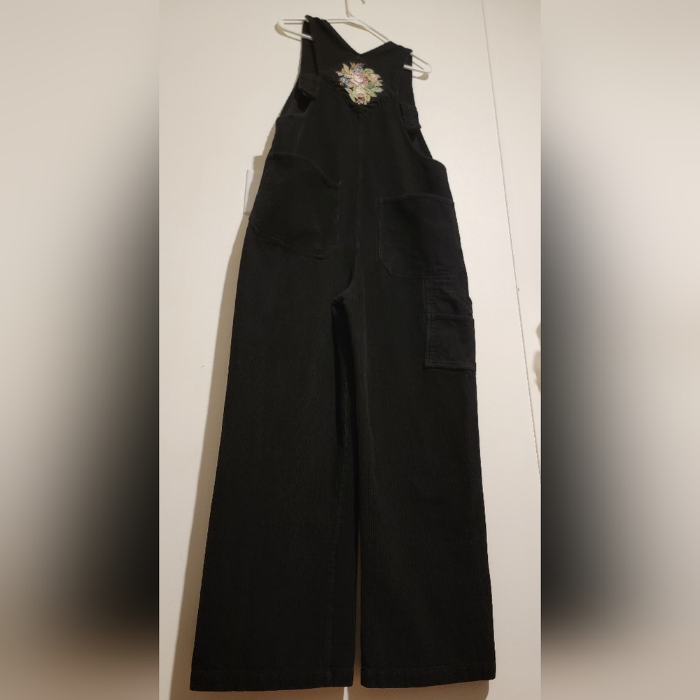 Victorian Trading Co. Embroidered Corduroy Wide Leg Womens Overalls Sz M Y2K 90s - Picture 3 of 14